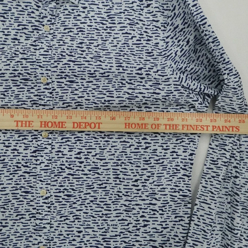 Scotch & Soda Shirt Mens XL White Blue Slim Fit Abstract Print Button Down